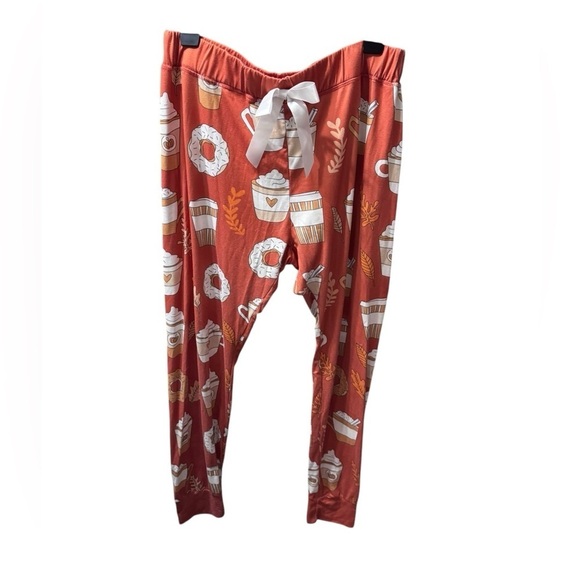 Fall Pumpkin latte Womens Pajama Set Size 2Xl Jordann Jammies see monogram pic - Picture 4 of 6